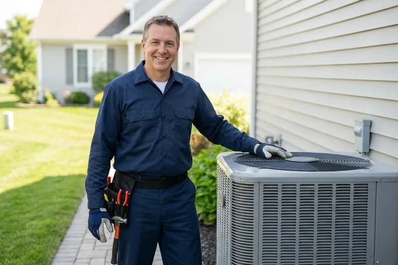 HVAC repair technician at work